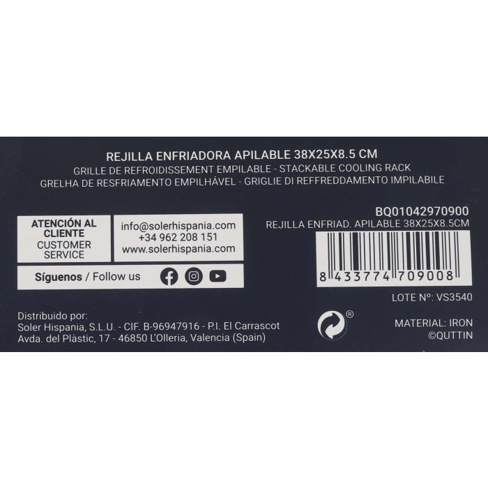 Quttin Rejilla Enfriadora Apilable 38 x 25 x 8.5 cm (12 Unidades) 4