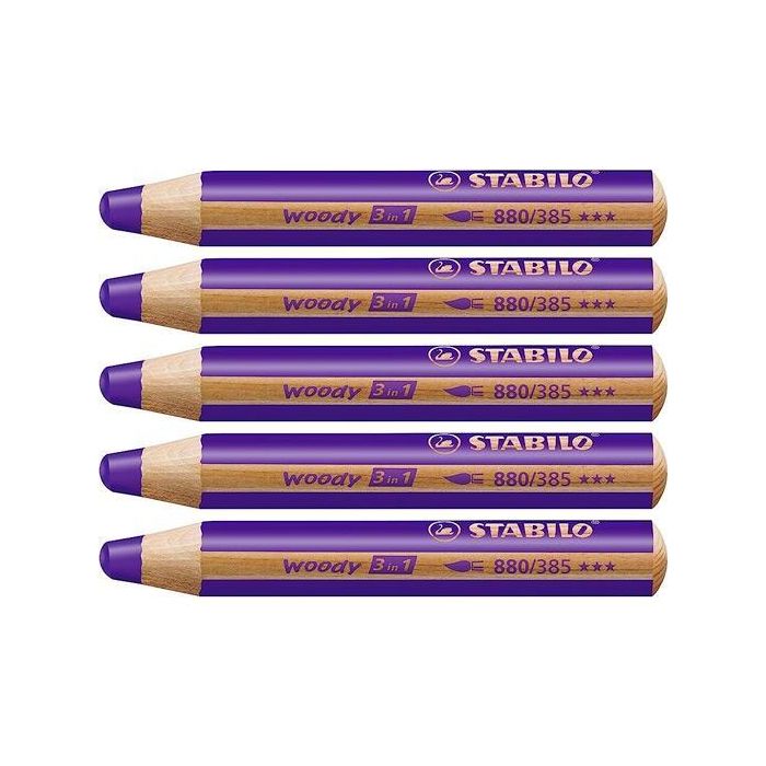Stabilo Lápices De Colores Woody 3 En 1 Violeta Estuche 5 Ud Stabilo Lápices De Colores Woody 3 En 1 Violeta Estuche 5 Ud