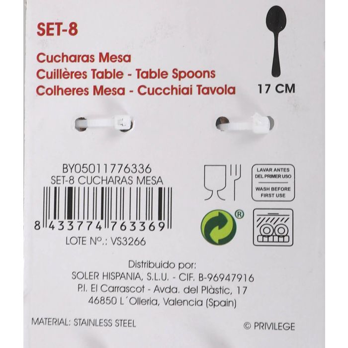 Set de 8 Cucharas Mesa Privilege (24 Cajas) 5 Set de 8 Cucharas Mesa Privilege (24 Cajas) 5