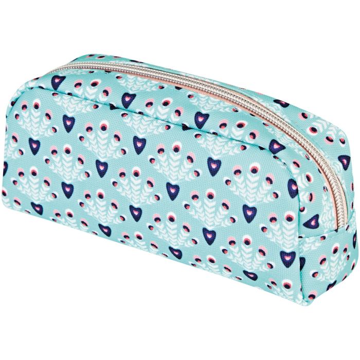 Herlitz Estuche suave Fancy Peacock de poliéster Azul/Azul claro con cremallera