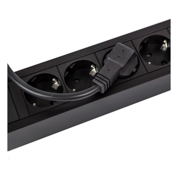 Bachmann PRIMO2 Regleta de Enchufes con 6 Tomas Schutzkontakt, Aluminio Negro, Cable 2m, IP20, Tipo F, Angular, Protección Infantil