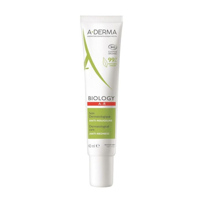 A-Derma BIOLOGY AR Cuidado Facial Anti-Rojeces Pieles Sensibles & Rosácea, Hidratación 24h, Con Savia de Avena Rhealba Orgánica 40ml