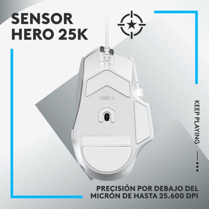 Logitech G G502 X - Ratón Gaming Óptico con Cable, Blanco, Sensor HERO 25600 DPI, 11 Botones Programables, USB para PC/Mac 4 Logitech G G502 X - Ratón Gaming Óptico con Cable, Blanco, Sensor HERO 25600 DPI, 11 Botones Programables, USB para PC/Mac 4