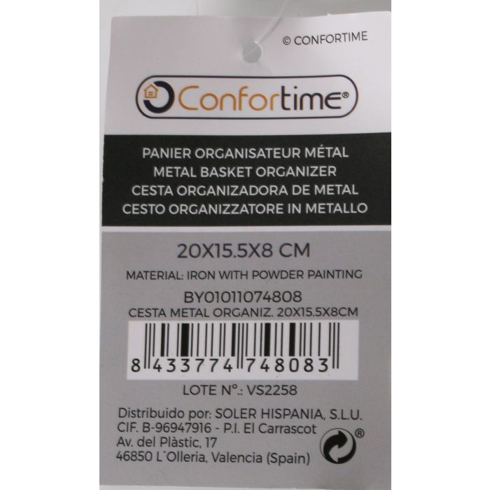 Cesta de metal organizadora Confortime 20 x 15.5 x 8 cm (12 Unidades) 11