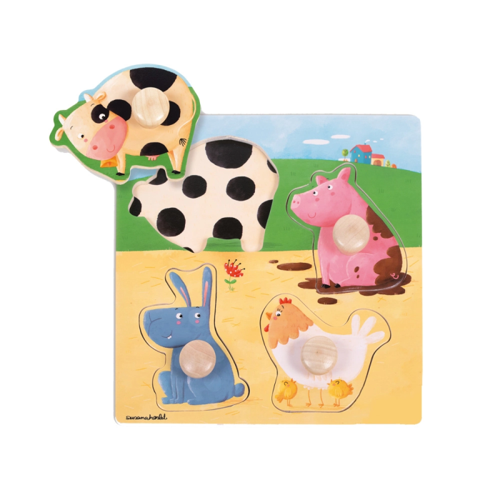 Goula Puzle de Madera 4 Piezas Animales de Granja Multicolor 1