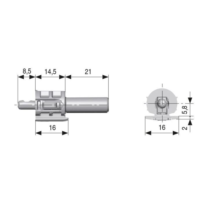 ITALIANA FERRAMENTA Soporte Estante Kintai para Embutir Piv 5Mm Acabado Gris, Desenganche Automático, para Muebles de Cocina 2