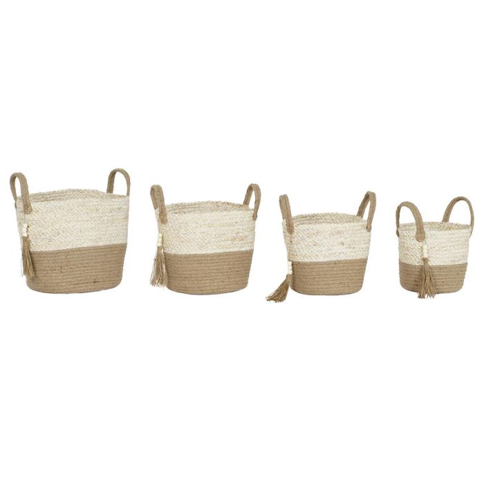 Juego de Cestas Home ESPRIT Natural Marrón claro Yute Fibra de maíz Moderno 40 x 40 x 41 cm 1 Juego de Cestas Home ESPRIT Natural Marrón claro Yute Fibra de maíz Moderno 40 x 40 x 41 cm 1