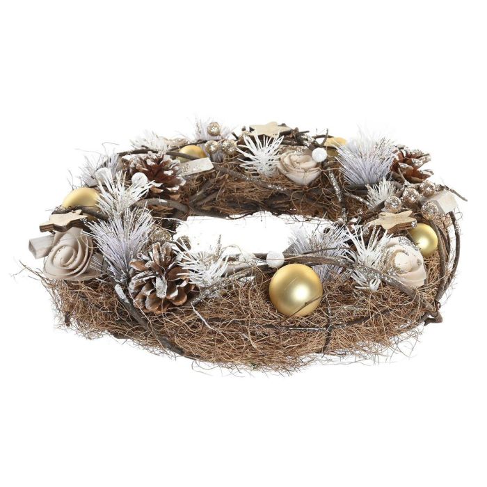 Corona de Navidad DKD Home Decor Natural Dorado Marrón Piñas (34 x 34 x 8 cm) 2 Corona de Navidad DKD Home Decor Natural Dorado Marrón Piñas (34 x 34 x 8 cm) 2