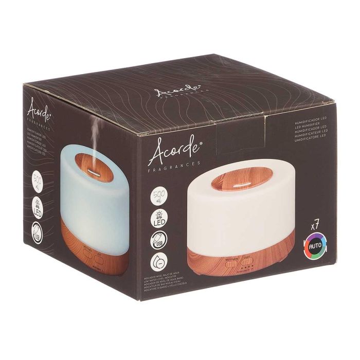 Acorde Humidificador Base Acabado Madera Led 500ml 16x16x13cm 2