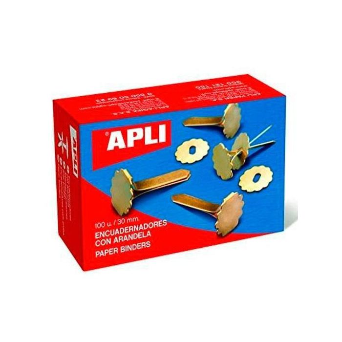 Apli Encuadernadores Metálicos Con Arandela Dorados 30 mm - 100Ud- Apli Encuadernadores Metálicos Con Arandela Dorados 30 mm - 100Ud-