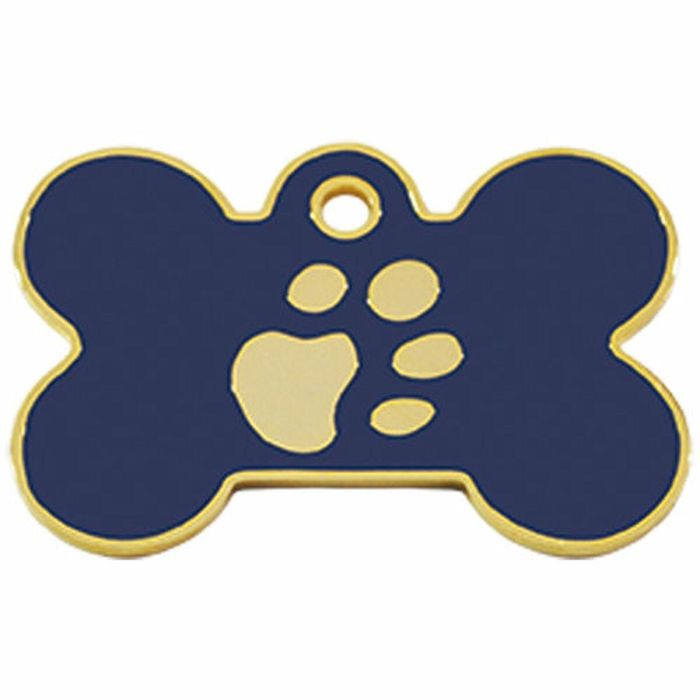 Placa identificativa para collar Imarc Bone Azul Dorado 1