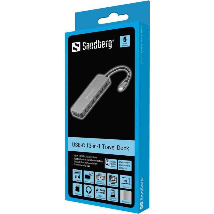 Sandberg USB-C 13-in-1 Travel Dock 3 Sandberg USB-C 13-in-1 Travel Dock 3