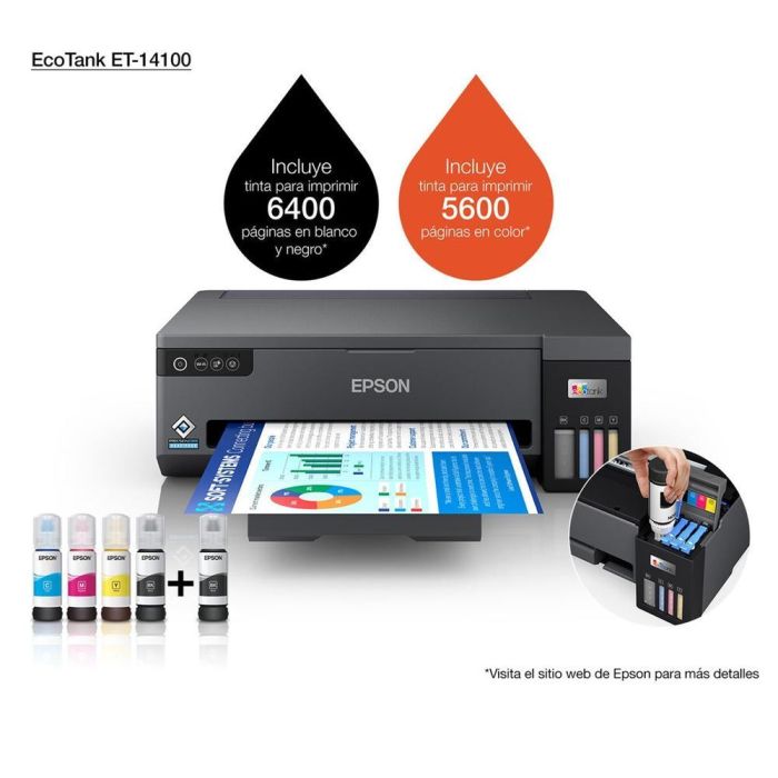 Epson EcoTank ET-14100 Impresora A3, Negro, Cian, Magenta, Amarillo, 4800 x 1200 DPI, 30 ppm, Wifi 1 Epson EcoTank ET-14100 Impresora A3, Negro, Cian, Magenta, Amarillo, 4800 x 1200 DPI, 30 ppm, Wifi 1