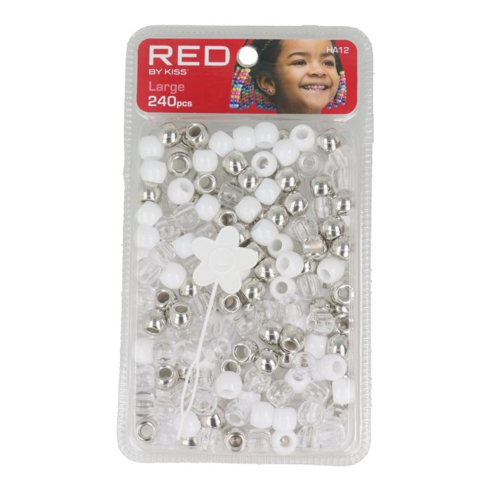 Red Kiss L Hair Beads 240 Pcs (Silver Asst)