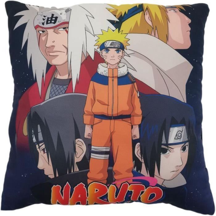 Naruto - NAR3700891700962 - Cojín de doble cara Cuadrado de Naruto y sus amigos, Microfibra - 40 x 40 cm