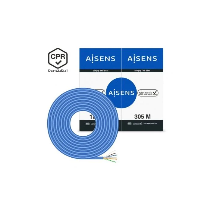 AISENS - Cable de Red RJ45 LSZH CPR Dca CAT.6 UTP AWG24, AZUL, 305M