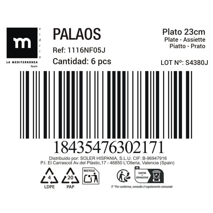Plato Hondo Opal Palaos 23 cm - La Mediterranea (36 Unidades) 1