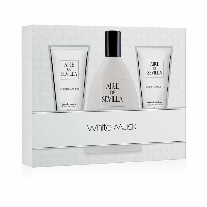 Aire Sevilla White Musk Set para Mujer - Eau de Toilette 150ml, Crema y Gel. Fragancia Floral Fresca con Jazmín y Almizcle