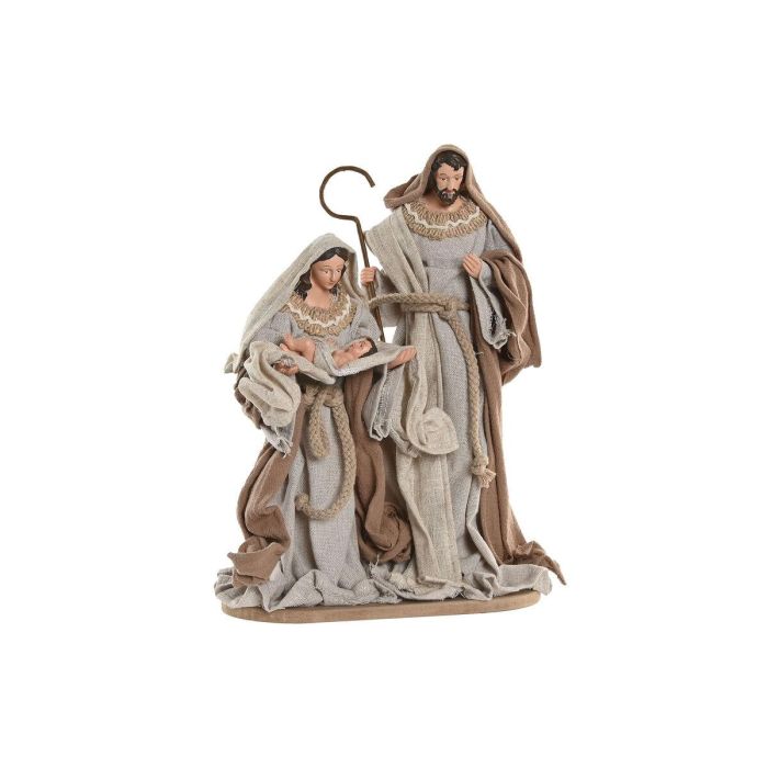 DKD Home Decor Nacimiento Navidad Tradicional Decoración Belén Figura Pesebre Beige Marrón Poliéster Resina para Hogar 11x30x21 cm 1 kg 1