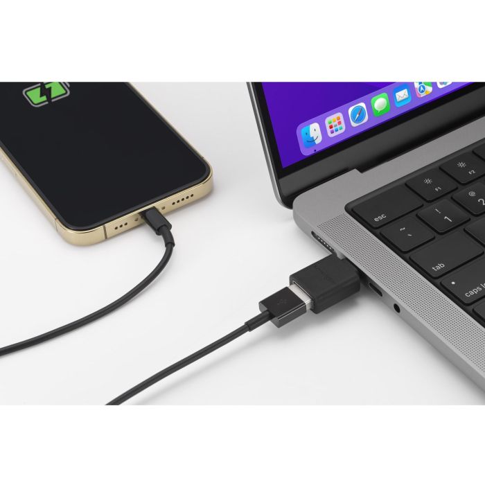 Kensington CA1010 Adaptador USB-C a USB-A M/F para Conectar Dispositivos Antiguos a Nuevos, Datos 5Gbps y Carga Rápida 3A 1