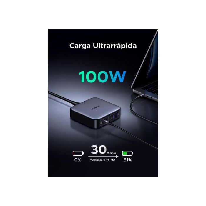 Ugreen Nexode Universal Negro, Gris Corriente Alterna Carga Rápida Interior 12