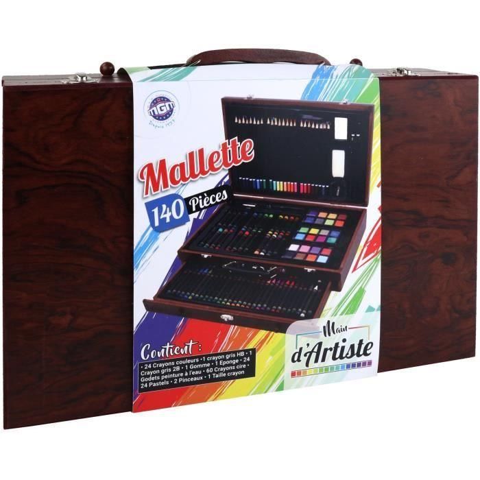 MGM Cajonera de madera 'Mano del Artista' 140 piezas – Kit completo de materiales de dibujo, pintura y pasteles para ocio creativo 5