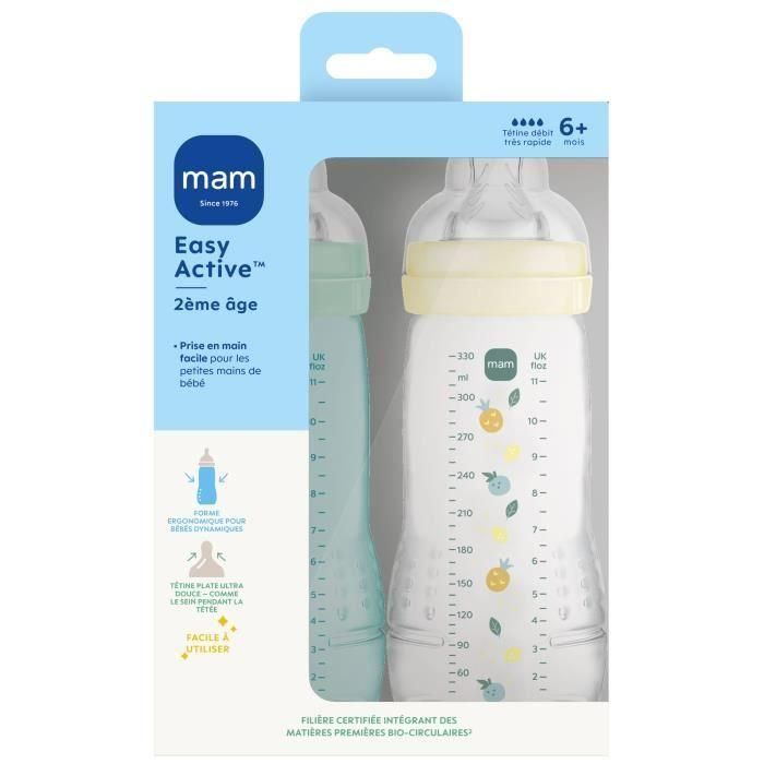 Set de 2 Biberones - MAM BABY - Easy Active - +6 meses - 330 ml - Tetina X flow - Hielo + Perla 2 Set de 2 Biberones - MAM BABY - Easy Active - +6 meses - 330 ml - Tetina X flow - Hielo + Perla 2