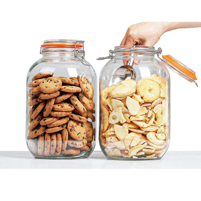 Tarro Hermético de Vidrio Clip 4200 ml - La Mediterranea (4 Unidades) 4 Tarro Hermético de Vidrio Clip 4200 ml - La Mediterranea (4 Unidades) 4