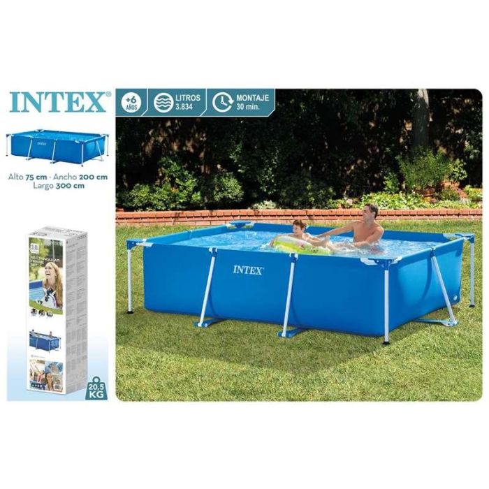 Intex 28272 Piscina Elevada Small Frame familiar rectangular de acero y PVC 300x200x75 cm 3843 Litros, fácil montaje 1 Intex 28272 Piscina Elevada Small Frame familiar rectangular de acero y PVC 300x200x75 cm 3843 Litros, fácil montaje 1