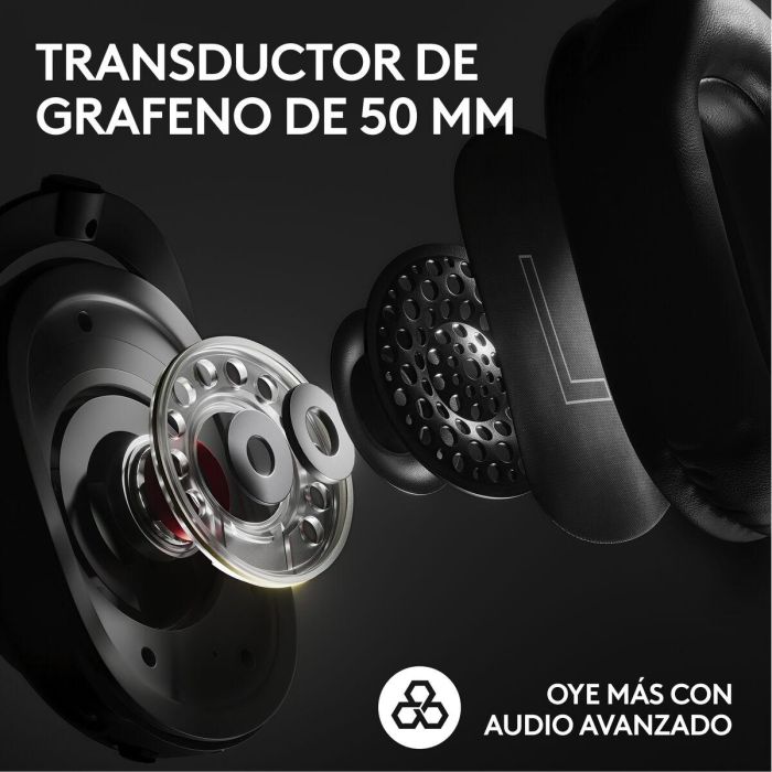 Logitech Auriculares Gaming G Pro X con micrófono cardioide, drivers Graphene 50 mm y tecnología LIGHTSPEED 8