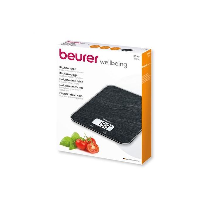 Beurer KS-19 Balanza de Cocina con Pizarra, 5 kg, Pantalla LCD, Función Tara, Vidrio Ultra Plano 1 Beurer KS-19 Balanza de Cocina con Pizarra, 5 kg, Pantalla LCD, Función Tara, Vidrio Ultra Plano 1