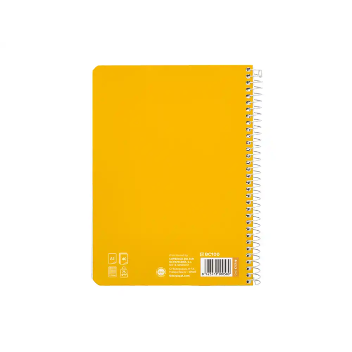 Liderpapel Cuaderno Espiral A5 Pautaguía Tapa Blanda 40 Hojas 75gr Cuadro Pautado 2.5mm Color Amarillo 2