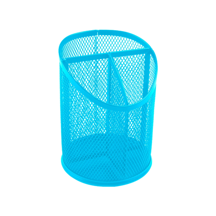 Q-connect Cubilete Portalapices Metal Rejilla Turquesa 3 Compartimentos Ø110x147 mm 1