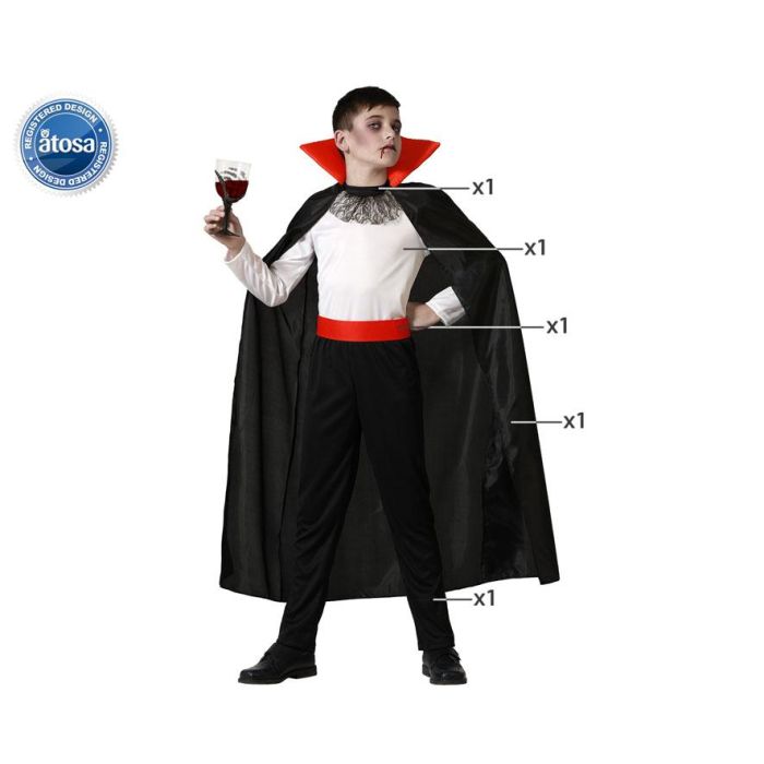 Disfraz Vampiro Camiseta Blanca Con Capa Niño Infantil 3-4 Años Disfraz Vampiro Camiseta Blanca Con Capa Niño Infantil 3-4 Años