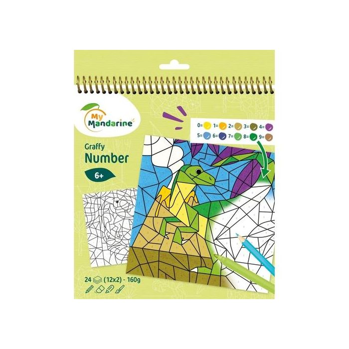 Libro De Colorear Avenue Mandarine Dibujar Con Numeros Dinosaurios 160G 24H