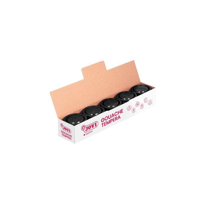 Jovi Témpera Escolar Negra | Estuche de 5 Botes de Pintura de 35 mL para Uso Escolar
