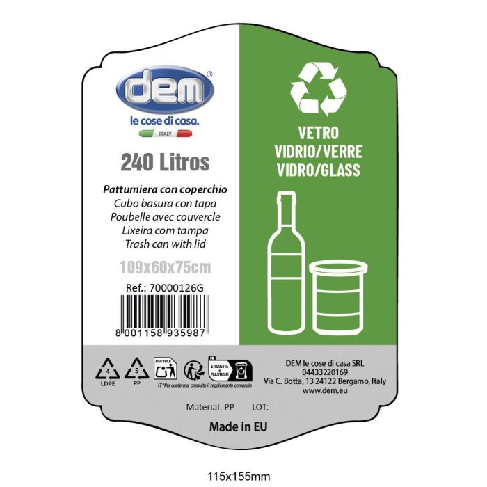 Inde Cubo Basura Con Tapa 240 Lt Negro/Verde 60 cm Ancho x 105 cm Alto x 78 cm Largo (2 Unidades) 2