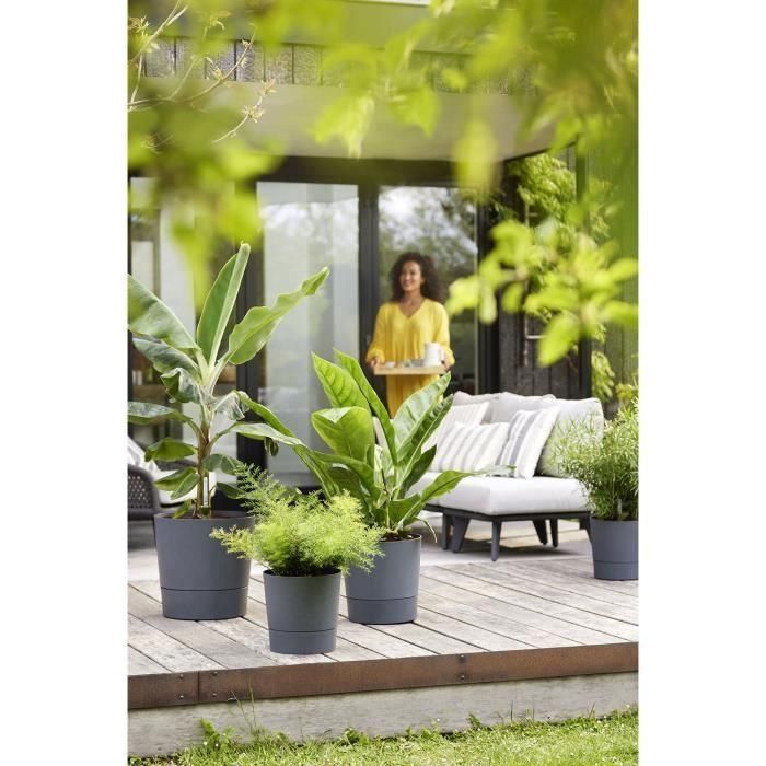 ELHO - Maceta - Greensense Aqua Care Round 35 - Gris carbón - Interior/exterior - Ø 34,5 x H 34,1 cm 1 ELHO - Maceta - Greensense Aqua Care Round 35 - Gris carbón - Interior/exterior - Ø 34,5 x H 34,1 cm 1