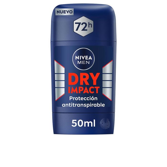 Nivea MEN DRY IMPACT Desodorante Roll-On antitranspirante 72h, 0% alcohol, para hombre, 50 ml