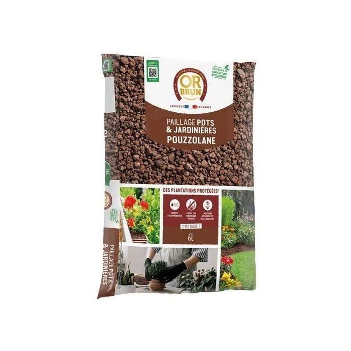 Or Brun OBRPPOU6U Mulch de Puzolana BROWN GOLD 6L para Protección de Plantas