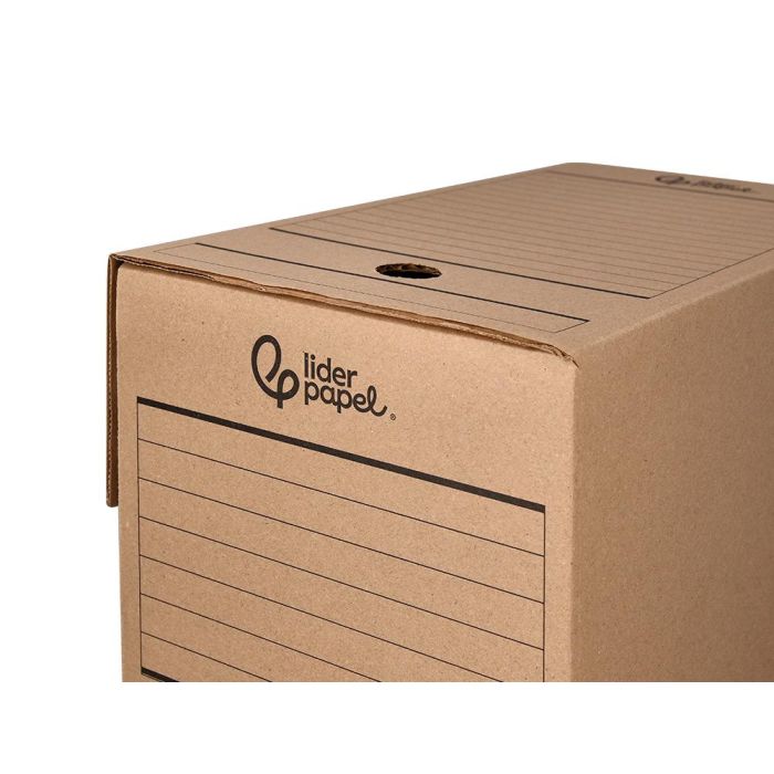 Caja Archivo Definitivo Liderpapel Folio Doble Ancho Carton Reciclado 400 gr-M2 Lomo 200 mm Kraft 367x200x251 mm 8