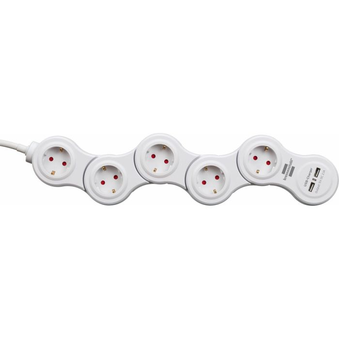 Regleta Enchufes 5 Tomas con Interruptor Brennenstuhl Vario-Power Blanco 3600 W USB x 2 (1,4 m) 10 Regleta Enchufes 5 Tomas con Interruptor Brennenstuhl Vario-Power Blanco 3600 W USB x 2 (1,4 m) 10