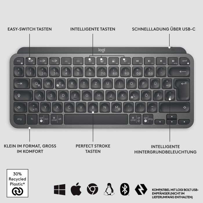 Logitech MX Keys Mini - Tastatur Hintergrundbeleuchtung QWERTZ DE 8 Logitech MX Keys Mini - Tastatur Hintergrundbeleuchtung QWERTZ DE 8