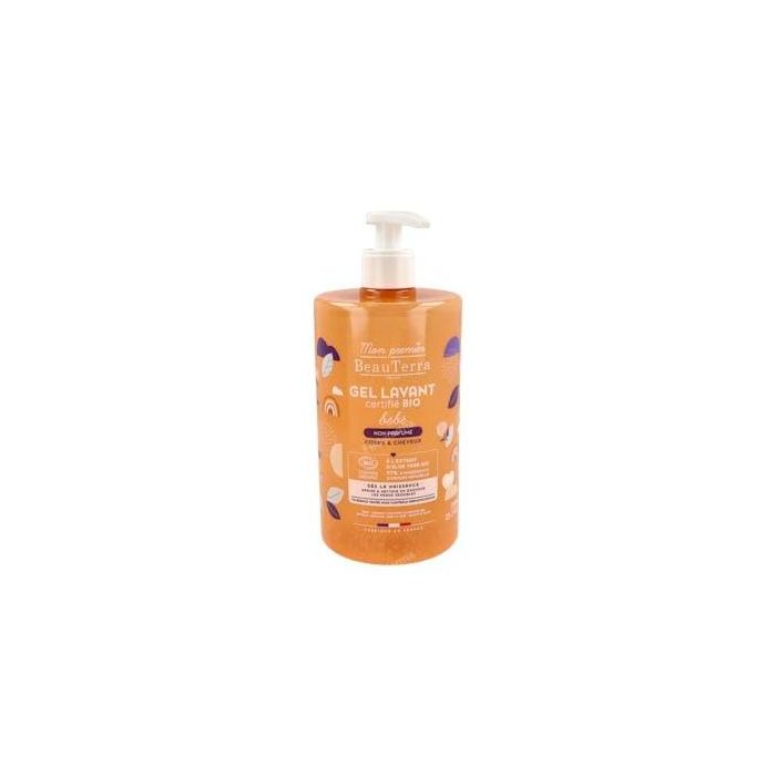 Beauterra BIO BEBÉ Gel de Ducha Sin Perfume con Aloe Vera para Pieles Sensibles y Bebés 750 ml Orgánico Cruelty Free