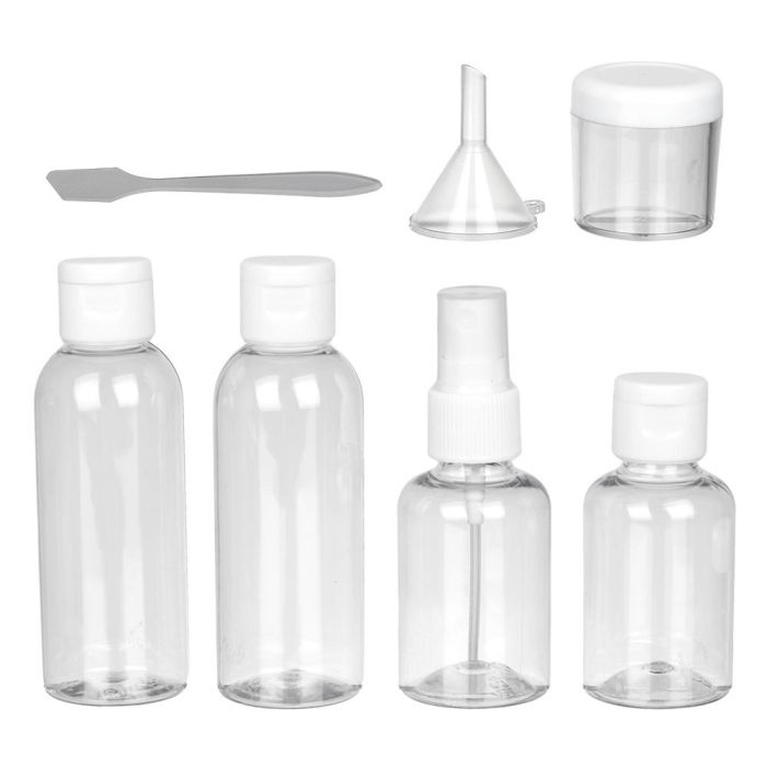 Jet Lag Neceser de Viaje Transparente con 5 Botes Reutilizables Autorizado en Cabina de Avión 19.5x4x13.5 cm 3