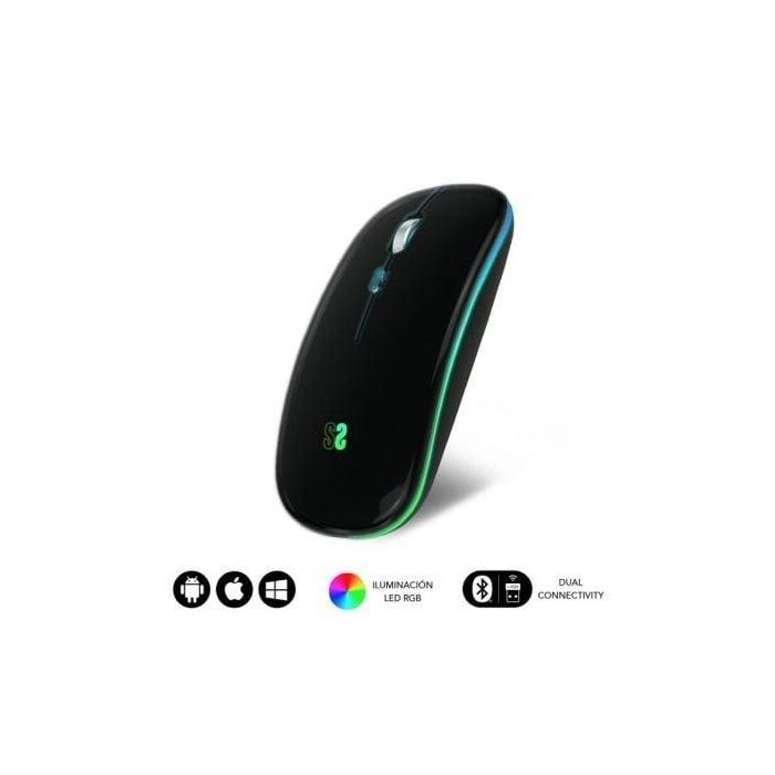 Ratón Inalámbrico por Bluetooth Subblim LED Dual Flat/ Batería recargable/ Hasta 1600 DPI Ratón Inalámbrico por Bluetooth Subblim LED Dual Flat/ Batería recargable/ Hasta 1600 DPI