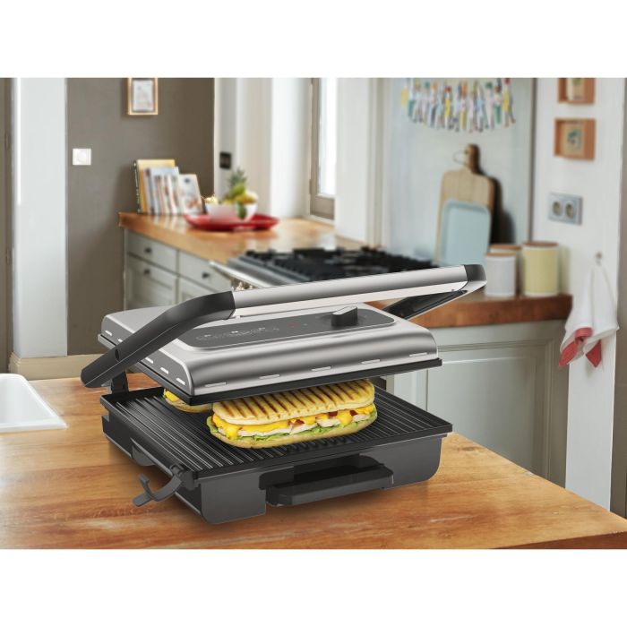 Tefal Tischgrill Inicio GC242D12, Grill de Mesa Negro y Acero Inoxidable, 740 cm², 2000W, Tapa con Bisagra 6