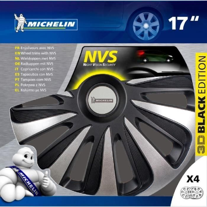 Michelin Tapacubos de Rueda 17" NVS 3D Carbono Bicolor Lote de 4. Acabado Lacado Brillante. 3