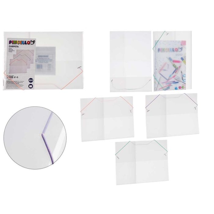 Carpeta Plastico Transparente Goma 3 Col Pincello 1X26CM (24 Unidades) Carpeta Plastico Transparente Goma 3 Col Pincello 1X26CM (24 Unidades)