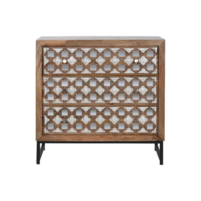 Cómoda Home ESPRIT Marrón Negro Plateado Madera de mango Espejo Indio 80 x 38 x 80 cm 1 Cómoda Home ESPRIT Marrón Negro Plateado Madera de mango Espejo Indio 80 x 38 x 80 cm 1